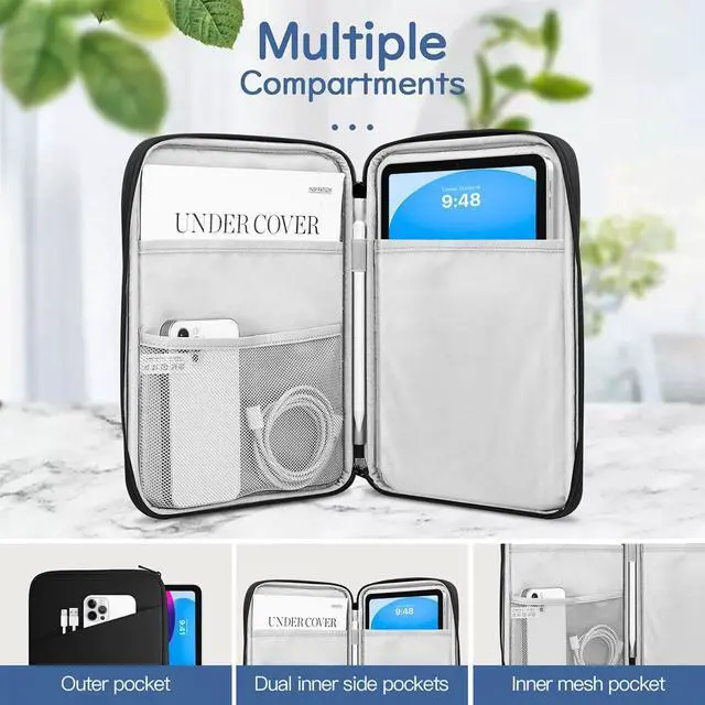 Alt view image 3 of 7 - Dadanism 9-11 Inch Tablet Sleeve Bag Carrying Case, Black | Fits iPad (A16) 11th Gen 11", iPad 10th Gen 10.9" Air 5/4, iPad Air M4/Pro 11", iPad 9/8/7th 10.2", Galaxy Tab A11+ Plus 11"