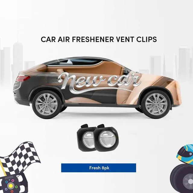 Alt view image 4 of 6 - Car Air Freshener Vent Clips, 8 Pack, Provides Long-Lasting Scent, Up to 240 Days, Odor Eliminator (New Car Scent)