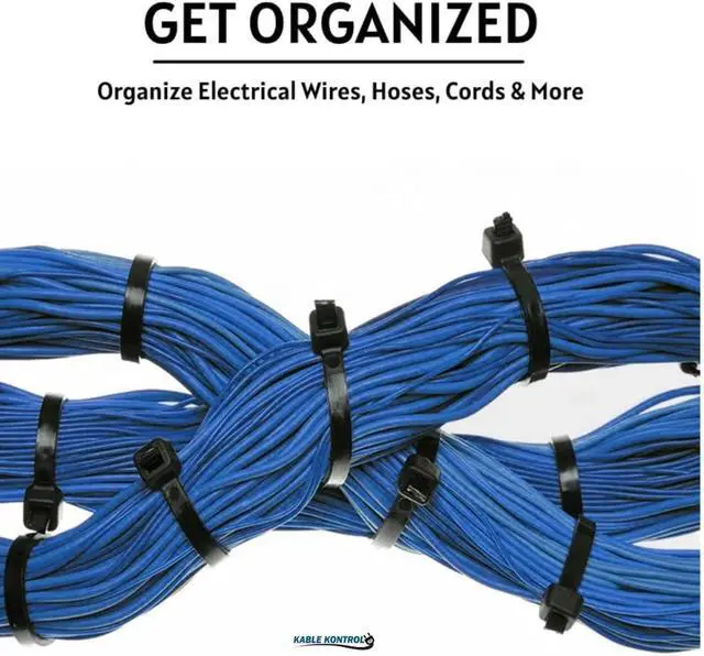 Alt view image 6 of 6 - Kable Kontrol Cable Zip Ties, 4 Inch, 100 Pcs, 18lbs Test, Black | Nylon Plastic, UV-Resistant, Self Locking, UL Listed, Indoor & Outdoor Use