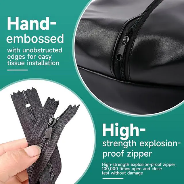 Alt view image 6 of 6 - Car Tissue Box Holder, PU Leather car Napkin Organizer with Pockets | Fits Full Tissue Box, Secure Easy Install, Dual Mesh Storage Pockets, Great Gift for Drivers