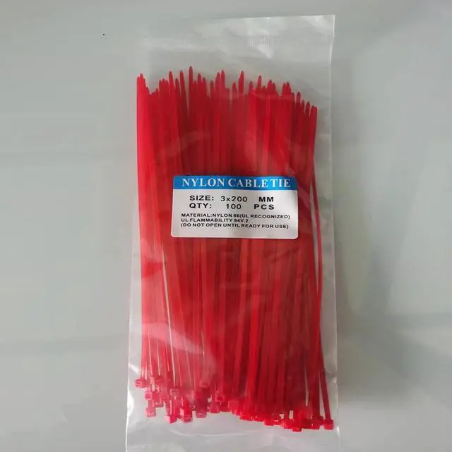 Alt view image 4 of 5 - Zip Ties, 100pcs Red Zip Ties 8 Inch, Plastic Ties Small Zipties Cable Tie Wraps, Multi-Purpose Cable Management Ties, Self-Locking Ziptie for Office and Home(Can bear 30lb)
