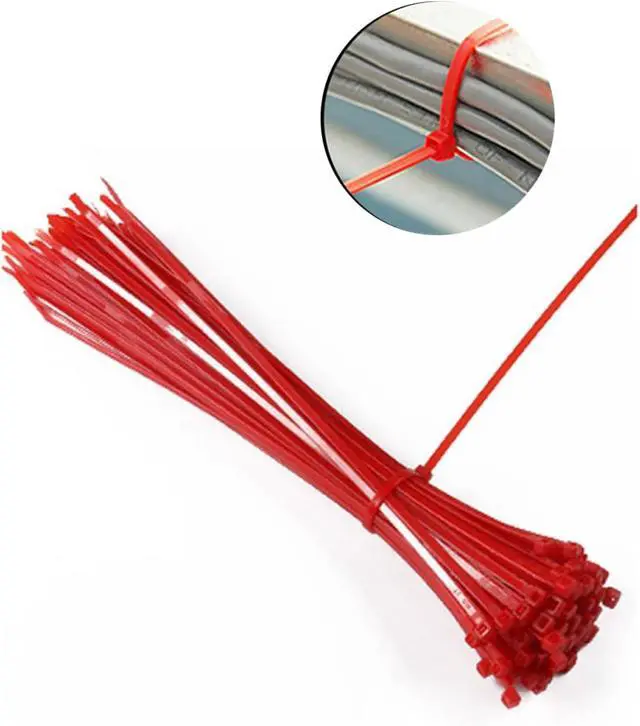 Alt view image 5 of 5 - Zip Ties, 100pcs Red Zip Ties 8 Inch, Plastic Ties Small Zipties Cable Tie Wraps, Multi-Purpose Cable Management Ties, Self-Locking Ziptie for Office and Home(Can bear 30lb)