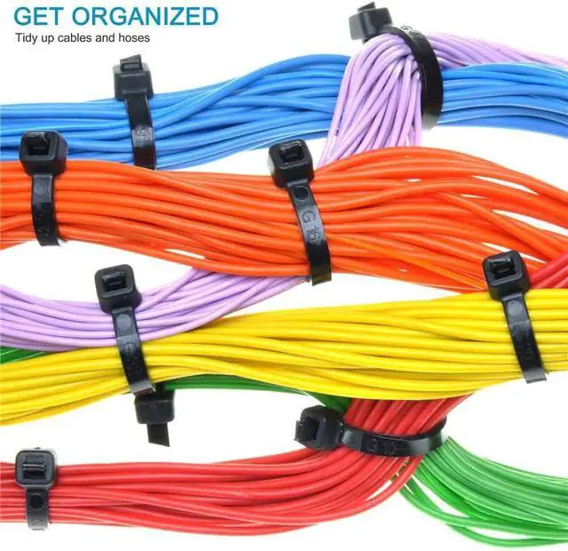 Alt view image 2 of 6 - HMROPE 100pcs Cable Zip Ties Heavy Duty 8 Inch, Premium Plastic Wire Ties with 50 Pounds Tensile Strength, Self-Locking Black Nylon Tie Wraps for Indoor and Outdoor