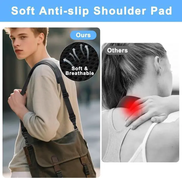 Alt view image 4 of 7 - TIMISM Shoulder Strap with Pad, 2 Sets of Quick Release Buckles, Black | Adjustable between 39" to 63", Replacement Comfortable Neck Lanyard for Camera, Tablet, iPad, Laptop, Binocular, Luggage Bag