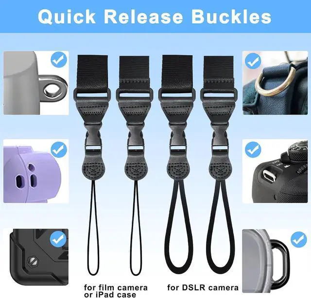 Alt view image 3 of 7 - TIMISM Shoulder Strap with Pad, 2 Sets of Quick Release Buckles, Black | Adjustable between 39" to 63", Replacement Comfortable Neck Lanyard for Camera, Tablet, iPad, Laptop, Binocular, Luggage Bag