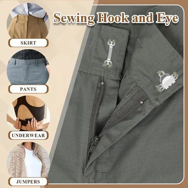 Alt view image 3 of 6 - Hook and Eye Sewing Set Snap Button Kit with Bra Hooks & Skirt Hooks and Eyes Latches for Different Options for Sewing Closures,3 Styles Sewing Fasteners for Clothing