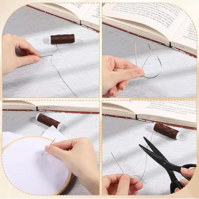Alt view image 7 of 7 - Hair Needle and Thread Set 12 Pcs Sewing Hair Extension Tools Curved Needle Brown Weaving Threads for Making Wig, Sew in Needles and Thread(Brown)