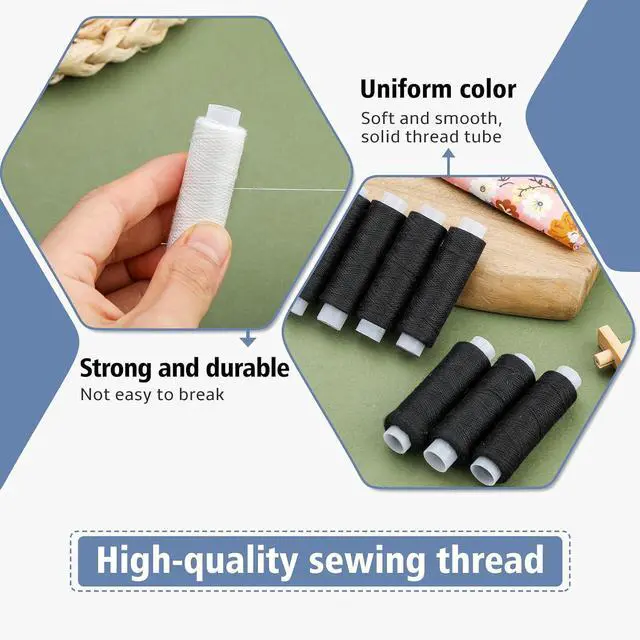 Alt view image 3 of 7 - Bupete 8 Rolls Sewing Thread 200 Yards Each Roll Thread for Sewing Machine | Polyester Threads, White Blaack Sewing Threads for Sewing Machine, Embroidery, Hand Stitching