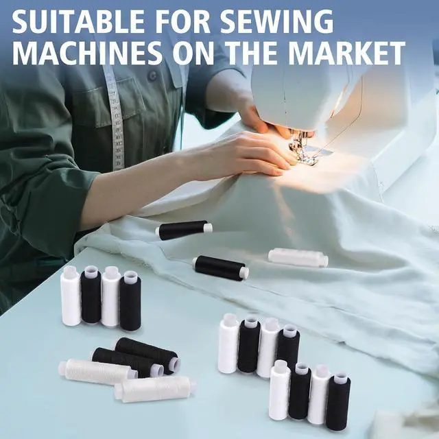 Alt view image 6 of 7 - Bupete 8 Rolls Sewing Thread 200 Yards Each Roll Thread for Sewing Machine | Polyester Threads, White Blaack Sewing Threads for Sewing Machine, Embroidery, Hand Stitching