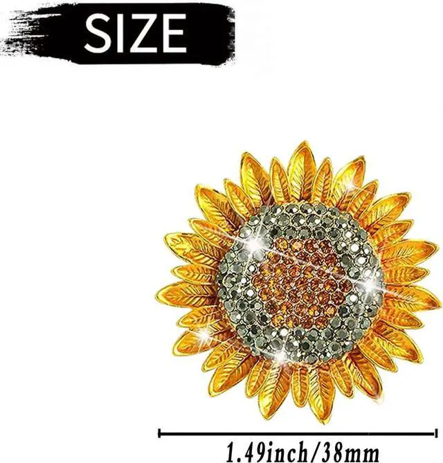 Alt view image 5 of 7 - Bling Sunflower Air Vent Clips, 2 Pcs Golden Sunflower Car Air Fresheners Vent Clips Car Diffuser Diamond Decoration Interior Decor Cute Accessories for Women Girls + Mask Hook