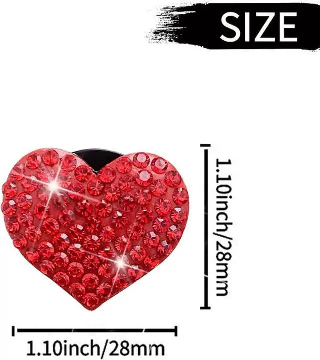 Alt view image 6 of 7 - Bling Heart Air Vent Clips, 6 Pcs Red Heart Car Air Fresheners, Diamond Car Interior Decor Charm + Cute Sunflower Mask Hook