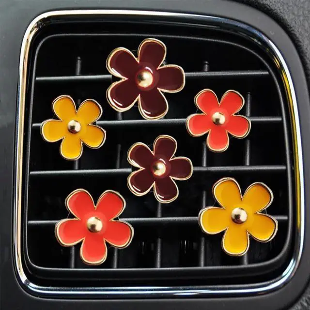 Main image of Air Vent Clips - 6 Pcs Daisy Flower Car Decoration for Air Vent & Conditioning - Handmade Car Interior Accessories Decor - Cute Charm & Gifts for Women