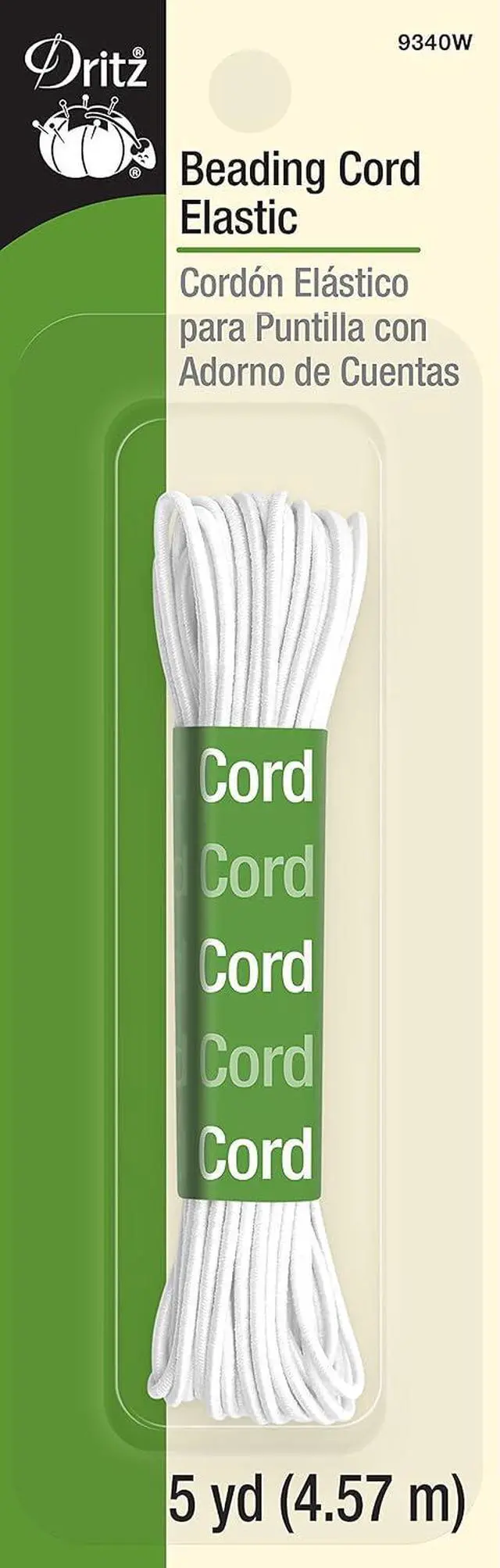 Main image of Dritz 9340W Beading Cord Elastic, White, 1/16-Inch by 5-Yard