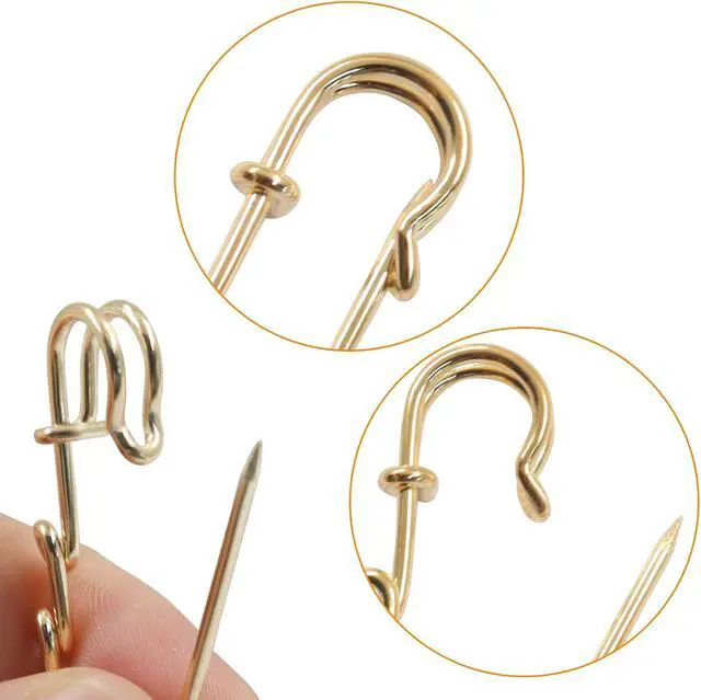 Alt view image 4 of 5 - 20 Pcs Heavy Duty Safety Pins, 2 Inch Gold | Metal, Decorative Brooch Clasp, 3 Loops, DIY Crafts Jewelry Making, Sewing Clothes Blankets Skirts Kilts Knitted Fabric