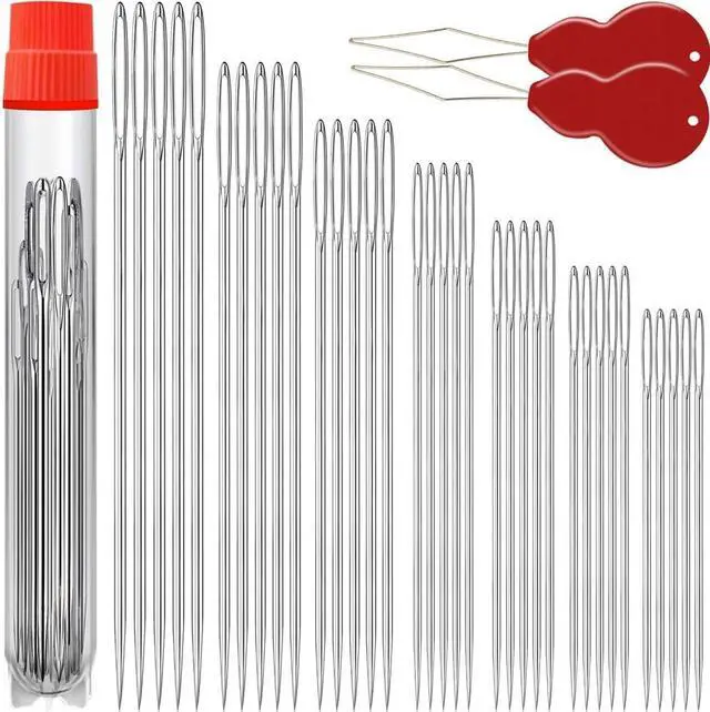 Main image of 35/70 Pack Premium Large Eye Needles for Hand Sewing with Needle Threaders, Assorted Sizes, Embroidery Needles for Hand Sewing, Sewing Needles Large Eye, Big Eye Needle