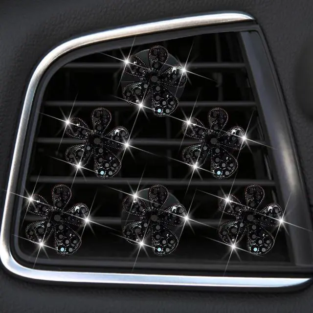 Main image of 6 Pcs Black Daisy Air Vent Clips, Cute Flower Car Air Fresheners Vents Clips Diamond Vent Clip Car Interior Decor Charm Bling Accessories Decoration for Women