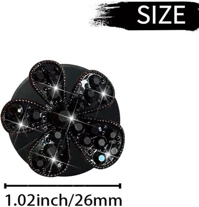 Alt view image 5 of 7 - 6 Pcs Black Daisy Air Vent Clips, Cute Flower Car Air Fresheners Vents Clips Diamond Vent Clip Car Interior Decor Charm Bling Accessories Decoration for Women