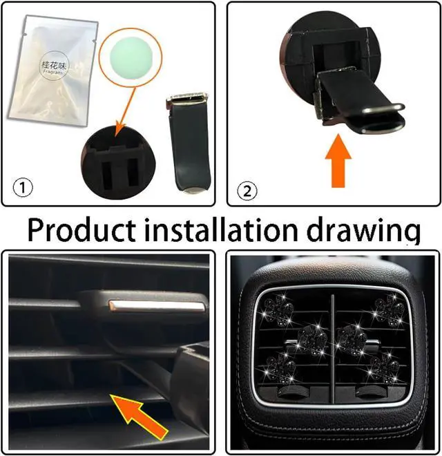 Alt view image 7 of 7 - 6 Pcs Black Daisy Air Vent Clips, Cute Flower Car Air Fresheners Vents Clips Diamond Vent Clip Car Interior Decor Charm Bling Accessories Decoration for Women
