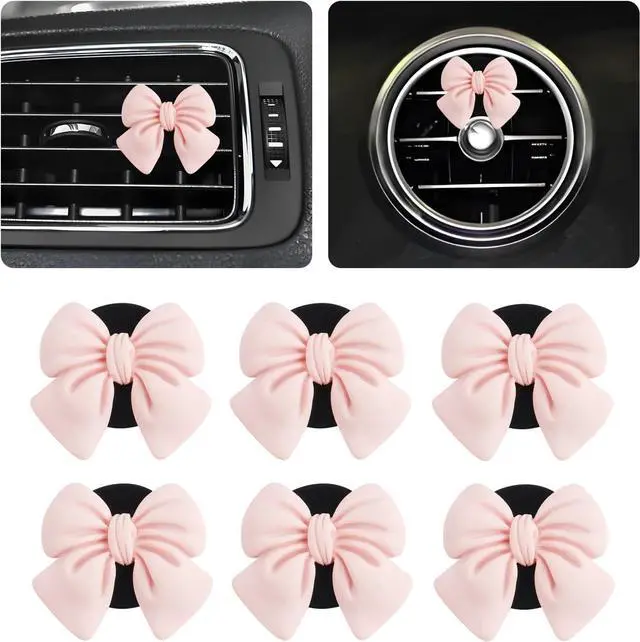 Main image of 6PCS Pink Bow Car Vent Clips,Cute and Stylish Car Air Vent Clips Car Decor for Vertical or Horizontal Vent Grills,Aesthetic Stuff Clip-On Car Vent Accessories for Most Vehicles