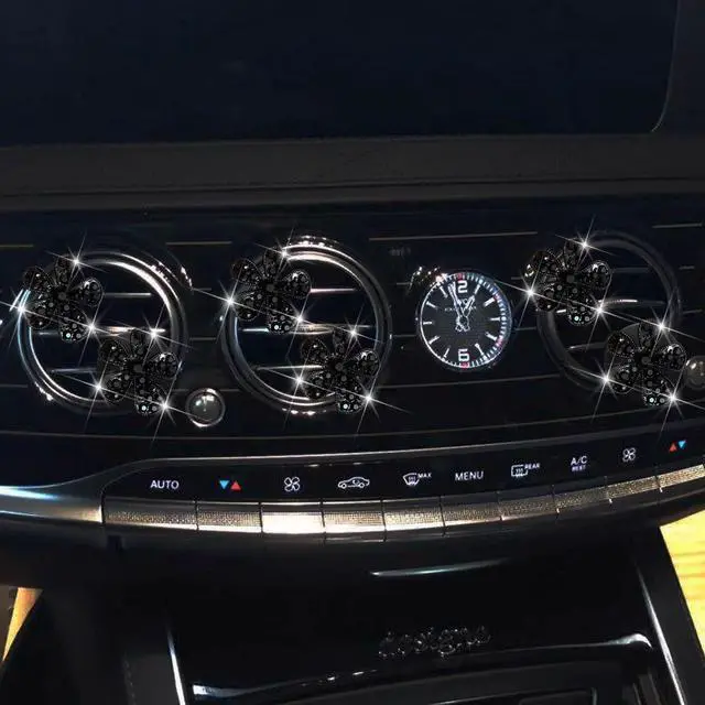 Alt view image 3 of 7 - 6 Pcs Black Daisy Air Vent Clips, Cute Flower Car Air Fresheners Vents Clips Diamond Vent Clip Car Interior Decor Charm Bling Accessories Decoration for Women