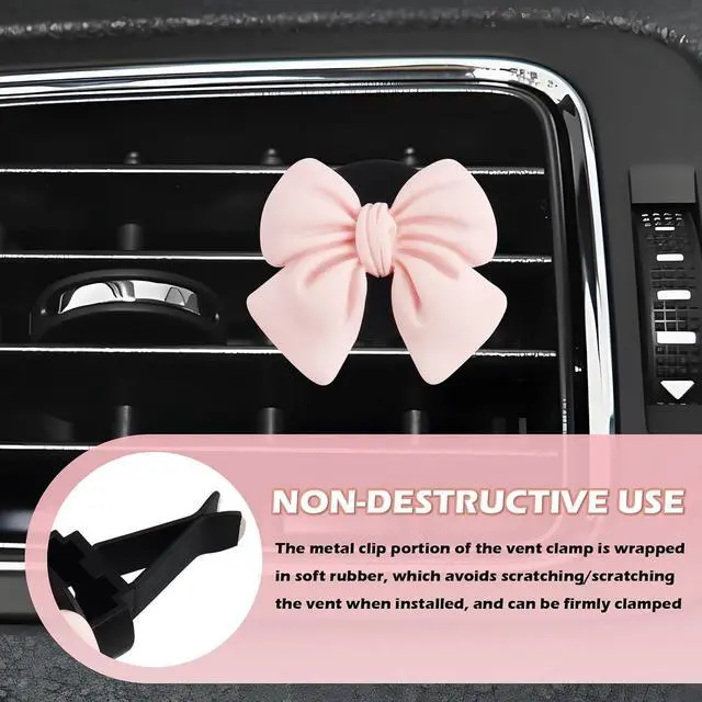 Alt view image 4 of 7 - 6PCS Pink Bow Car Vent Clips,Cute and Stylish Car Air Vent Clips Car Decor for Vertical or Horizontal Vent Grills,Aesthetic Stuff Clip-On Car Vent Accessories for Most Vehicles