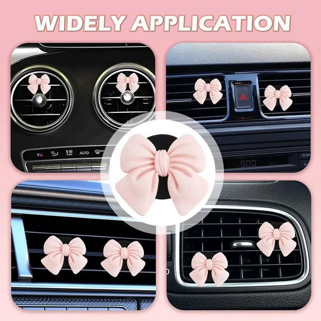 Alt view image 6 of 7 - 6PCS Pink Bow Car Vent Clips,Cute and Stylish Car Air Vent Clips Car Decor for Vertical or Horizontal Vent Grills,Aesthetic Stuff Clip-On Car Vent Accessories for Most Vehicles