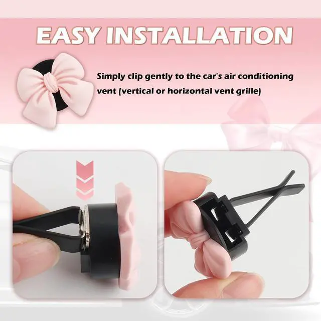 Alt view image 5 of 7 - 6PCS Pink Bow Car Vent Clips,Cute and Stylish Car Air Vent Clips Car Decor for Vertical or Horizontal Vent Grills,Aesthetic Stuff Clip-On Car Vent Accessories for Most Vehicles