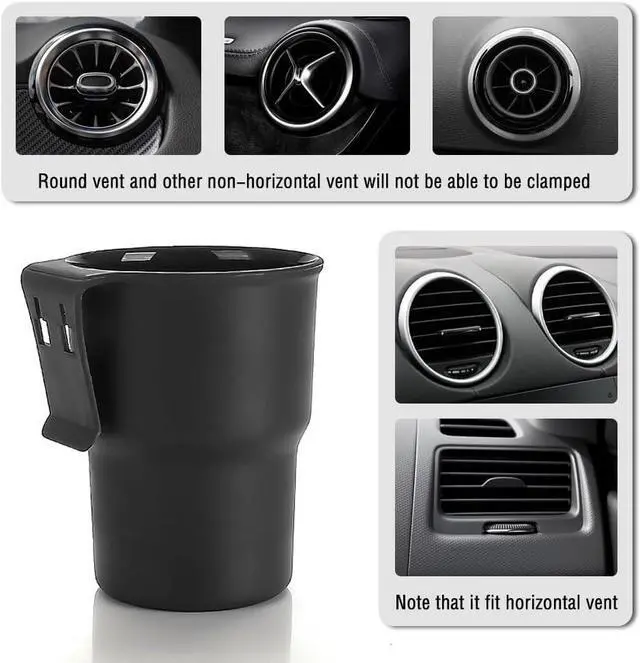 Alt view image 5 of 7 - Hanging Cup Holder with 2 Kinds of Hooks,Multi-Function Car Cup Holder Organizer Car Trash Can on Air Vents or Car Window Cup Holder for Drinks,Glasses Holder,Pen