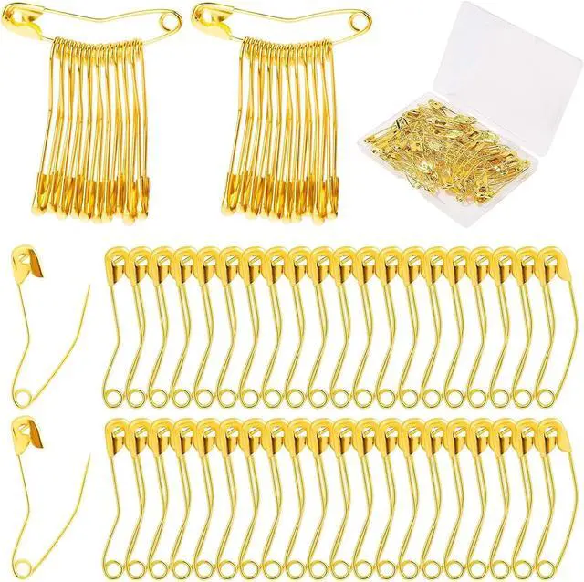 Main image of NQEUEPN 60pcs Gold Curved Safety Pins, 1.5 Inch Bent Safety Pins Stainless Steel Sewing Safety Pins Quilting Pins Curved Accessories for Quilting Knitting Sewing CraftingGold, Medium, 54117