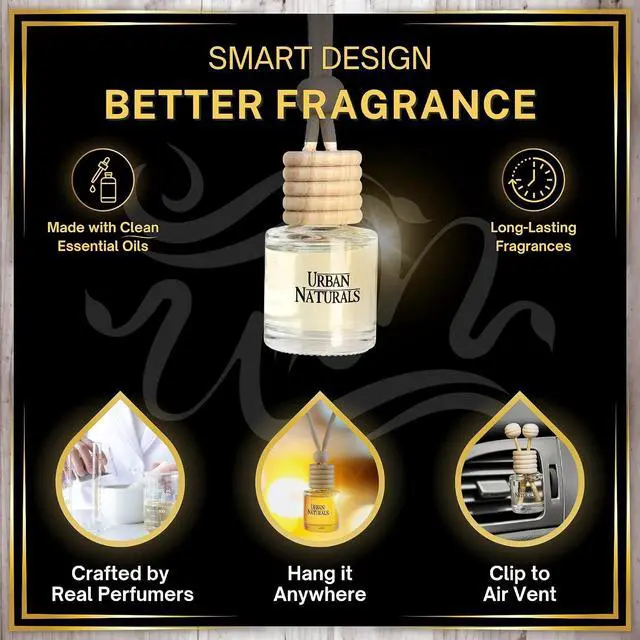 Alt view image 5 of 7 - Urban Naturals Car Air Freshener Diffuser 1 Pack, Italian Leather Scent | Long Lasting Fragrance for Automobiles, Hanging Car Diffuser - Hang with Rope or use Vent Clip