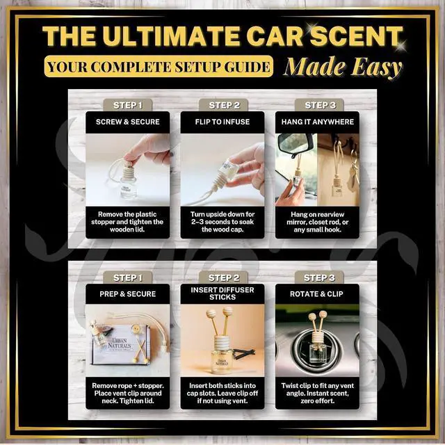 Alt view image 6 of 7 - Urban Naturals Car Air Freshener Diffuser 1 Pack, Italian Leather Scent | Long Lasting Fragrance for Automobiles, Hanging Car Diffuser - Hang with Rope or use Vent Clip