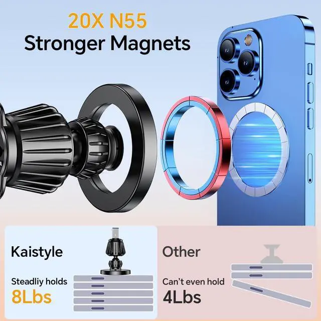 Alt view image 4 of 7 - for iPhone Magsafe car Mount20 Strong MagnetsMagnetic Phone Holder for Car Dashboard360° RotationHands Free Car Phone Holder Mount Dash Fit iPhone 15 14 13 12 Pro Max Plus MagSafe Car Accessories
