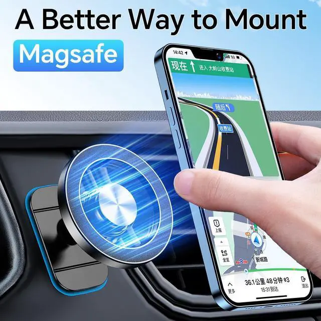 Alt view image 3 of 7 - for iPhone Magsafe car Mount20 Strong MagnetsMagnetic Phone Holder for Car Dashboard360° RotationHands Free Car Phone Holder Mount Dash Fit iPhone 15 14 13 12 Pro Max Plus MagSafe Car Accessories