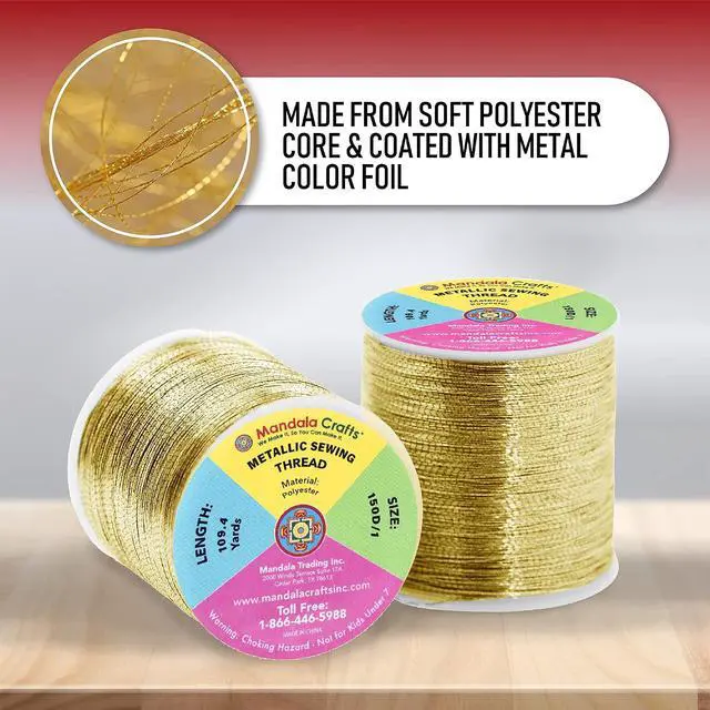Alt view image 7 of 7 - Mandala Crafts Metallic White Embroidery Floss for Sewing, 218 Yard Spool | No Fraying, Thread for All Fabric Types, Hand Decorative Sewing, Computerized Embroidery, Needle Work, Cross Stitch