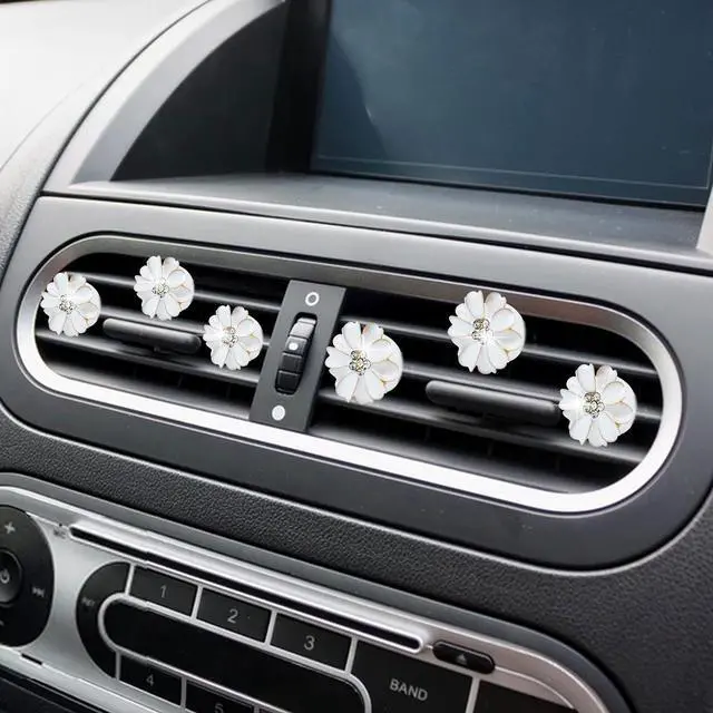 Alt view image 7 of 7 - Daisy Air Vent Clips - 6 Pcs Cute Flower Car Air Fresheners Vents Clips Glam Car Interior Decor Charm Accessories for Women (White)+ Mask Hook