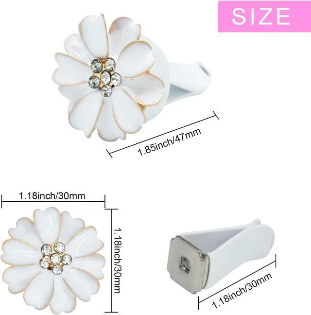 Alt view image 2 of 7 - Daisy Air Vent Clips - 6 Pcs Cute Flower Car Air Fresheners Vents Clips Glam Car Interior Decor Charm Accessories for Women (White)+ Mask Hook