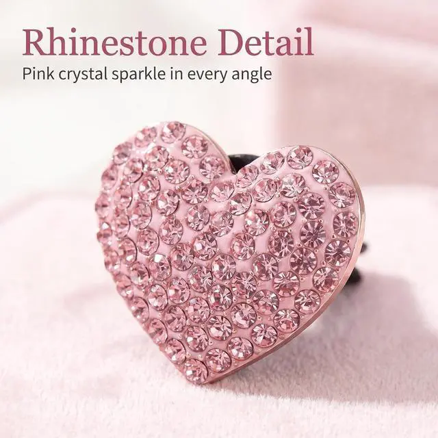 Alt view image 4 of 7 - Pink Heart & Butterfly Pandent Air Vent Clips, 4 Pcs Bling Heart Car Air Fresheners Vents Clips Diamond Interior Decor Bling Cute Car Accessories Decoration for Women +Sunflower Mask Hook