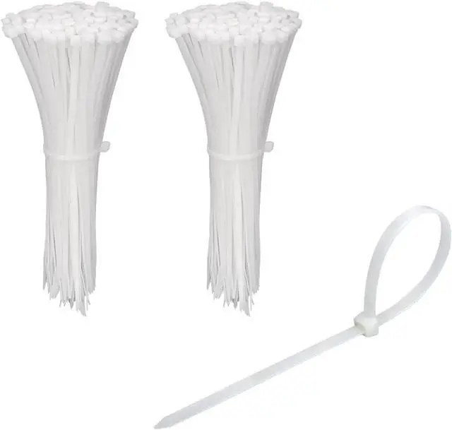Main image of Small 4 inch White Nylon Plastic Cable Zip Ties Wire Wraps, 200 Pack | Self-Locking, Eco-Friendly, Heavy Duty Wire Tie Wraps for Home, Office, Garden, Garage, Workshop