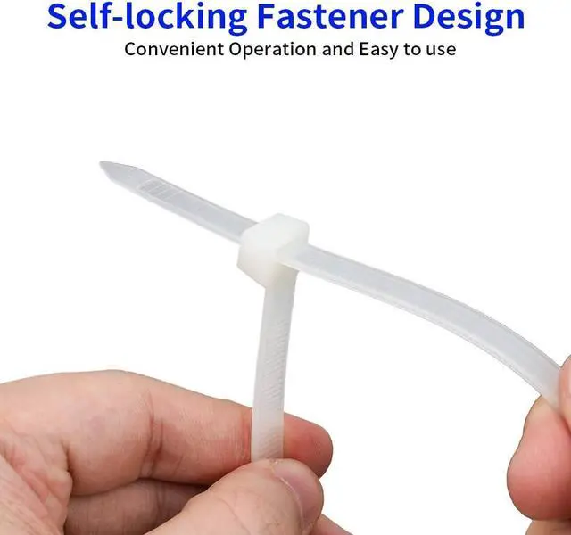 Alt view image 3 of 7 - Small 4 inch White Nylon Plastic Cable Zip Ties Wire Wraps, 200 Pack | Self-Locking, Eco-Friendly, Heavy Duty Wire Tie Wraps for Home, Office, Garden, Garage, Workshop