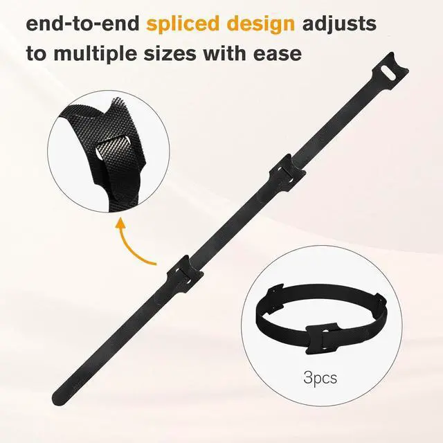 Alt view image 7 of 7 - CableGeeker 60 PCS Reusable Cable Ties (6 Inch), Black | Adjustable Hook and Loop Cord Straps, Wire Organizer for Home, Office, Electronics