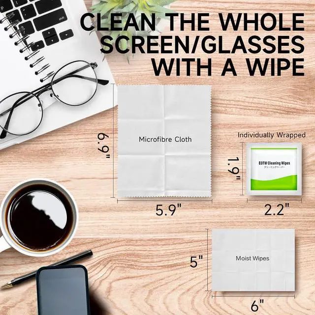 Alt view image 7 of 7 - EOTW Computer Screen Wipes Individually Wrapped Pre-moistened Electronic Monitor Cleaner Cleaning for iPhone iPad Tablet PC Keyboard Laptop, Pack of 120