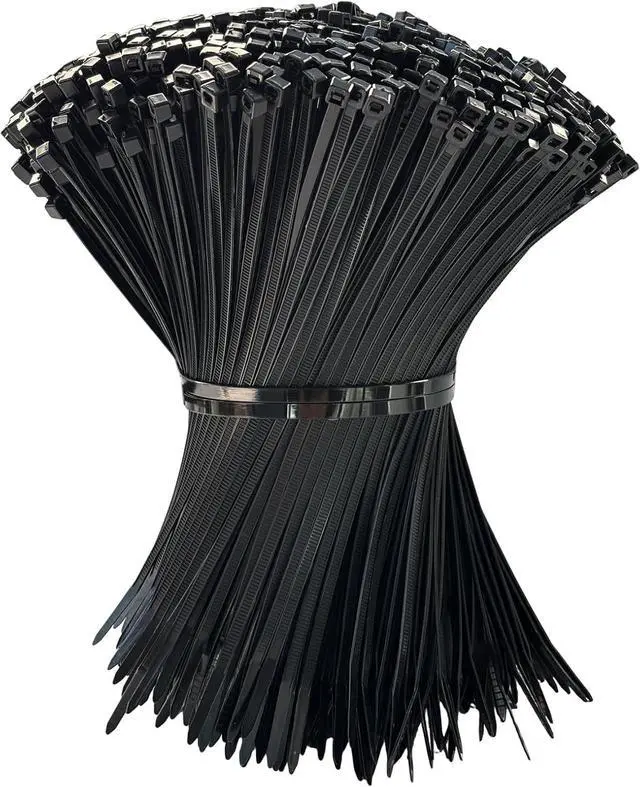 Main image of 150 Pack Zip Ties 8 Inch Black, 40lbs Tensile Strength, Nylon Cable Ties | Self-Locking Wire Ties, Premium Plastic Zip Ties, Tie Wraps for Indoor and Outdoor Multipurpose Use