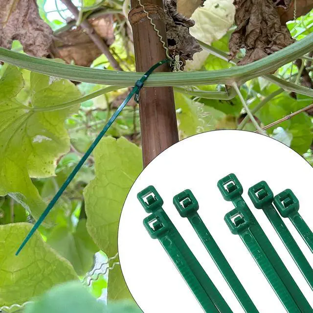 Alt view image 3 of 7 - 4 inch 3mm Dark Green Nylon Garden Cable Zip Ties Self Locking Cable Ties Twist Ties, Multi-Purpose Cable Tie(100 Pcs)