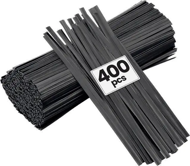 Main image of 400 Pcs Twist Ties for Bags 5" Cable Ties Bag Twist Ties for Cord Twist Bread Ties Reusable Black Plastic Coated Ties Heavy Duty Bread Ties Twist Wire Ties for Household and Office Use