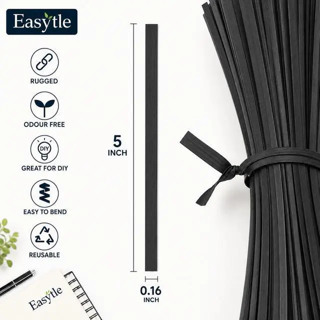Alt view image 6 of 7 - 400 Pcs Twist Ties for Bags 5" Cable Ties Bag Twist Ties for Cord Twist Bread Ties Reusable Black Plastic Coated Ties Heavy Duty Bread Ties Twist Wire Ties for Household and Office Use