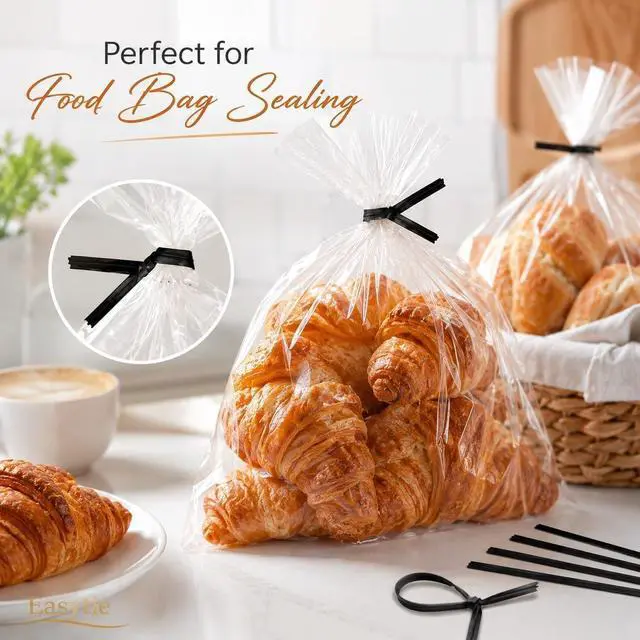 Alt view image 3 of 7 - 400 Pcs Twist Ties for Bags 5" Cable Ties Bag Twist Ties for Cord Twist Bread Ties Reusable Black Plastic Coated Ties Heavy Duty Bread Ties Twist Wire Ties for Household and Office Use