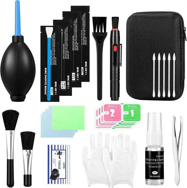 Alt view image 2 of 6 - Camera Lens Cleaning Kit - Mirrorless and DSLR Camera Cleaning Kit, Including Lens Paper/Blower, Cotton swabs, dust Free Cloth, Lens Pen, Cleaning Brush