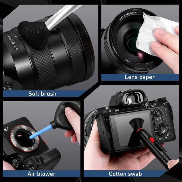 Alt view image 6 of 6 - Camera Lens Cleaning Kit - Mirrorless and DSLR Camera Cleaning Kit, Including Lens Paper/Blower, Cotton swabs, dust Free Cloth, Lens Pen, Cleaning Brush