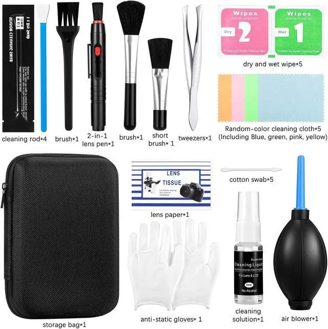 Alt view image 2 of 6 - Camera Cleaning kit - Professional Camera Lens Cleaning Kit,Complete DSLR & Mirrorless Camera Sensor Cleaning Set Kit with Lens Pen, Blower, Brush, and Solution for Photography Essentials