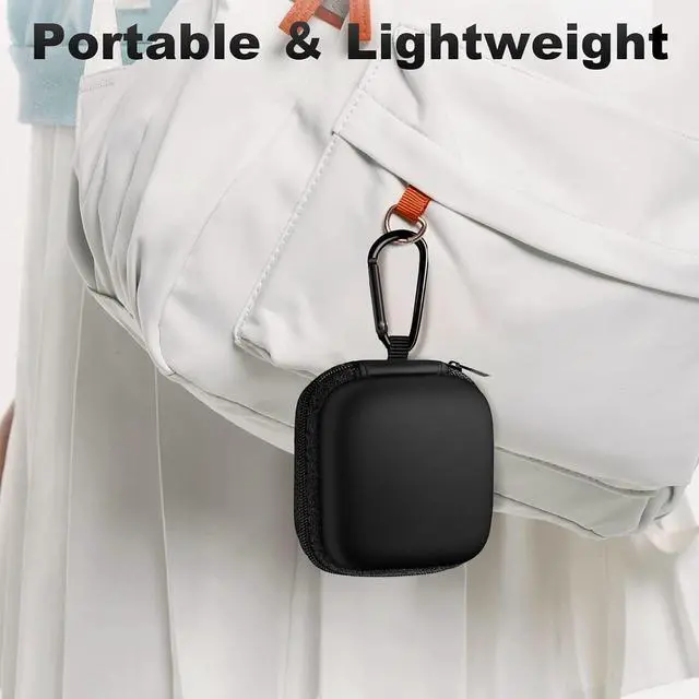 Alt view image 7 of 7 - Square + Round Earbud Case Portable EVA Carrying Case Storage Bag Cell Phone Accessories Organizer with Carabiner for Earphone, Earbud, Earpieces, SD Memory Card, Camera Chips, Black * 2